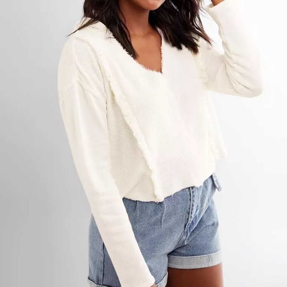 White Crow Toluca Terry Cloth Cropped Hoodie size Medium